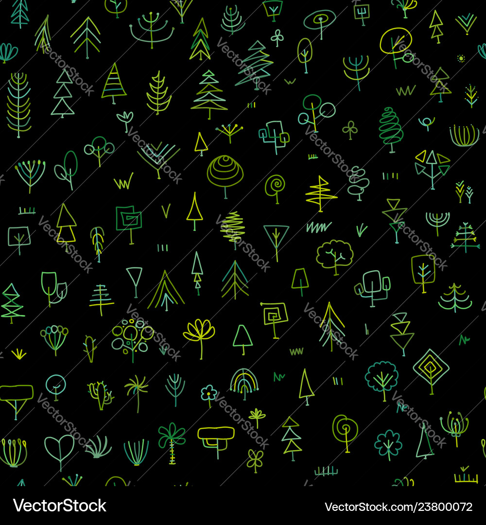 Seamless pattern with trees sketch for your Seamless pattern with trees sketch for your vector image