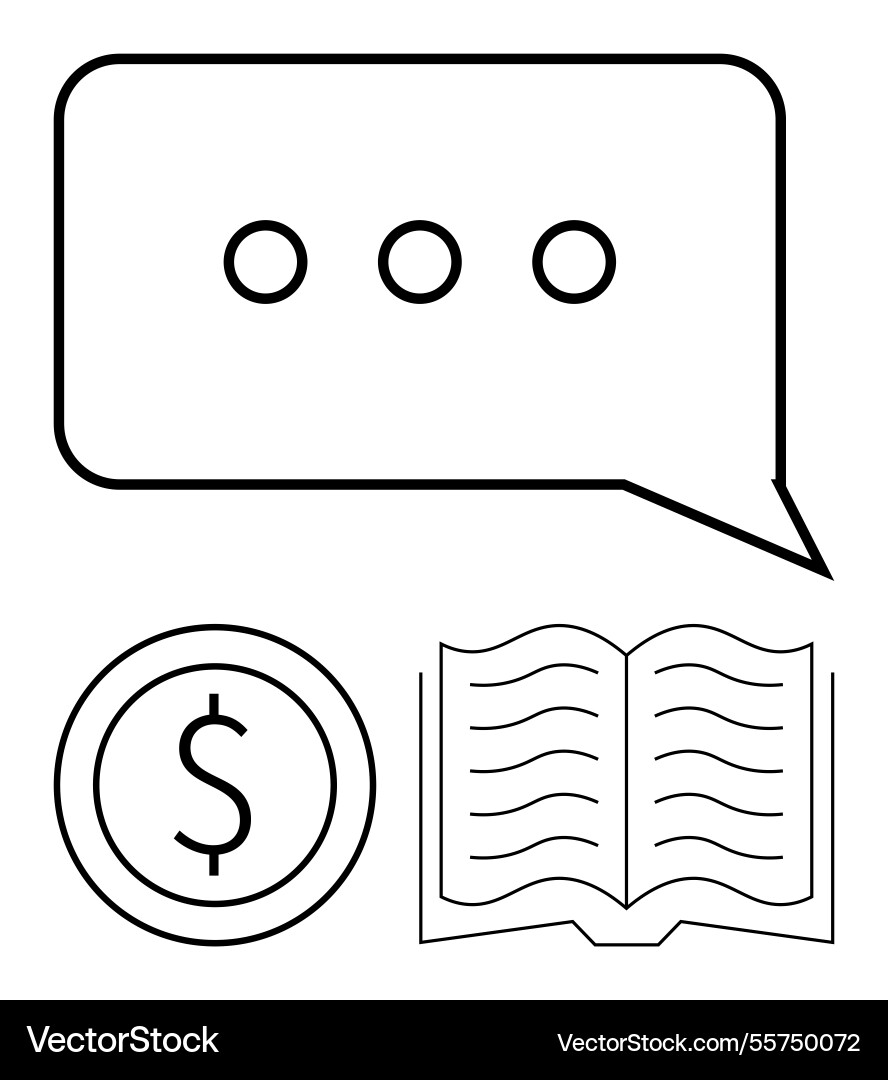 Speech bubble with dollar coin and open book Speech bubble with dollar coin and open book vector image