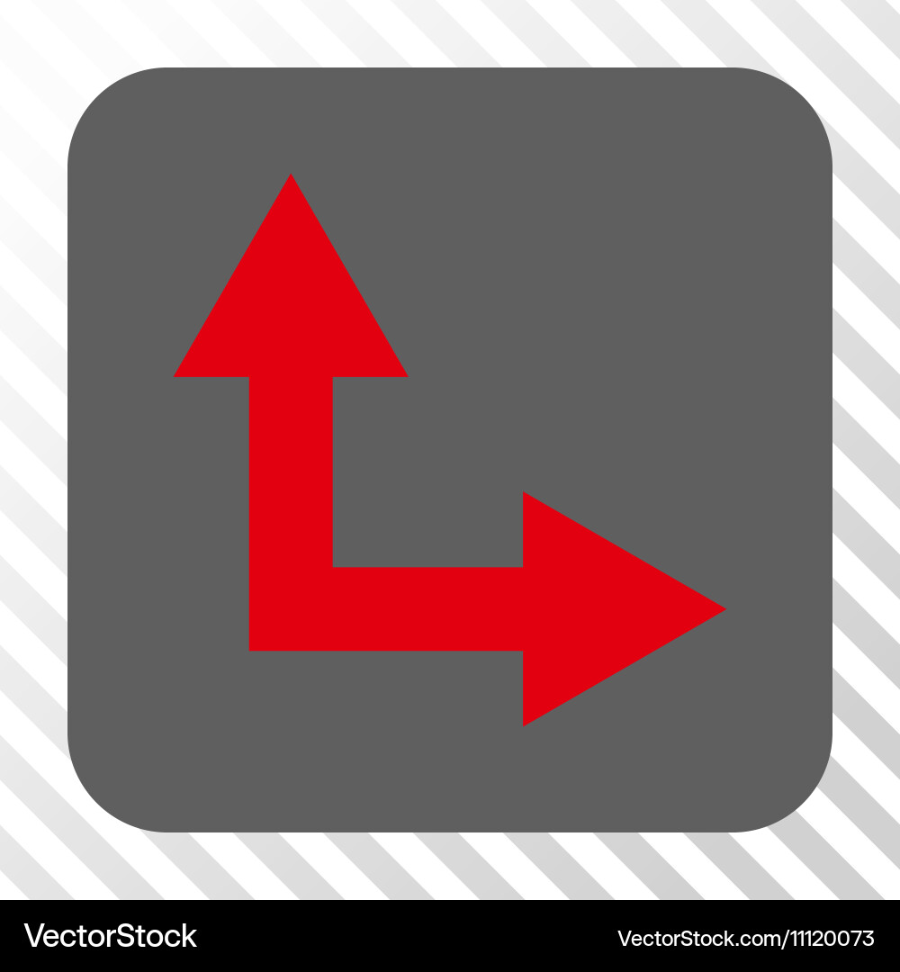 Bifurcation arrow right up rounded square button Vector Image