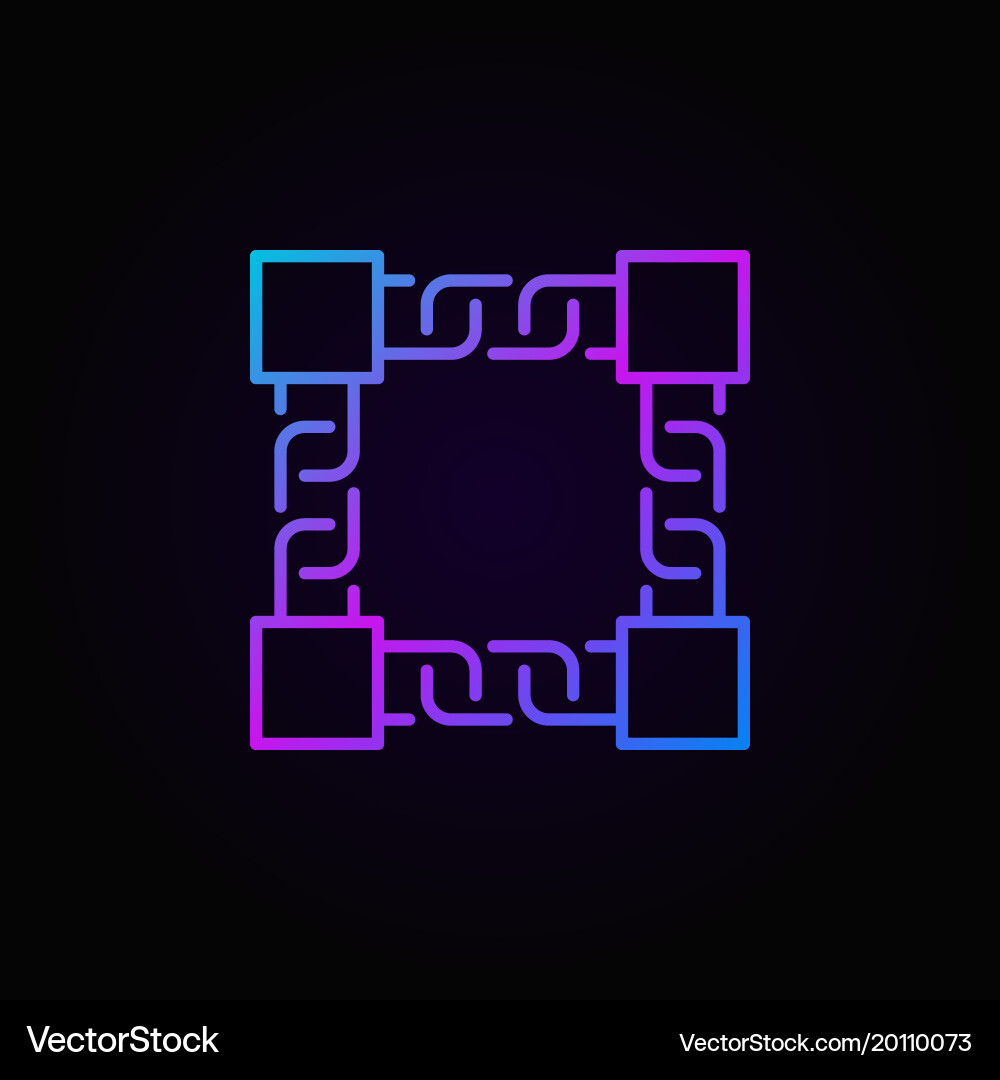 Colored block chain technology line icon Vector Image