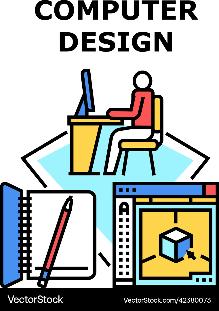 Computer design concept color Computer design concept color Vector Image