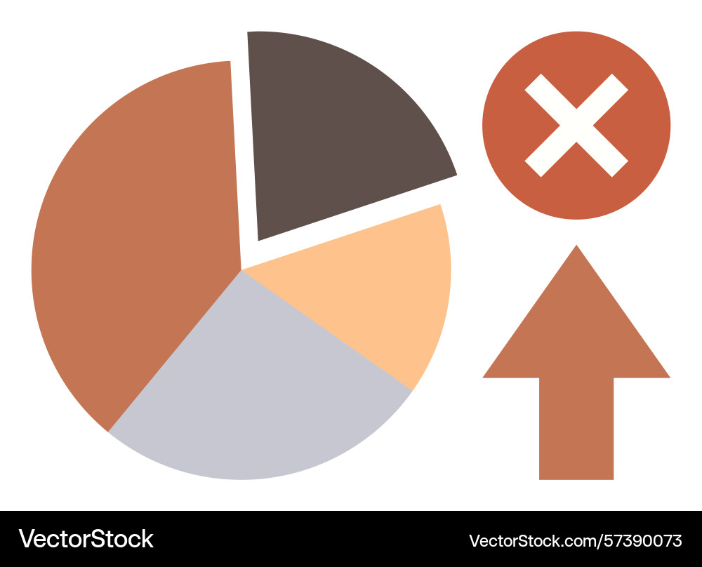 Data analysis with pie chart error cross Data analysis with pie chart error cross vector image