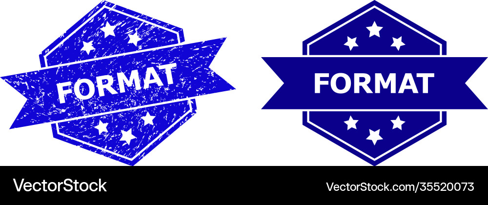 Hexagonal format seal with unclean texture Hexagonal format seal with unclean texture vector image