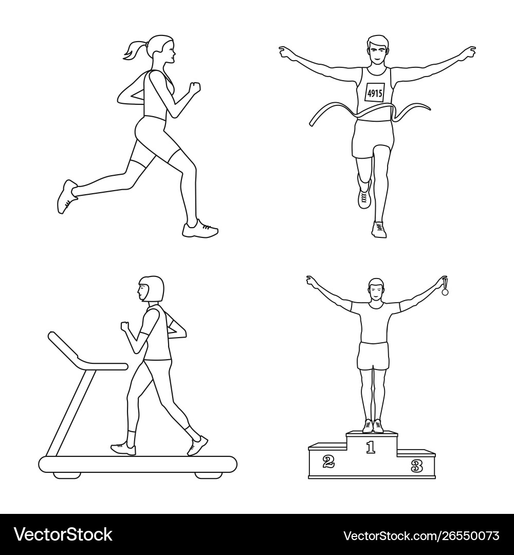 Isolated object exercise and sprinter symbol vector image