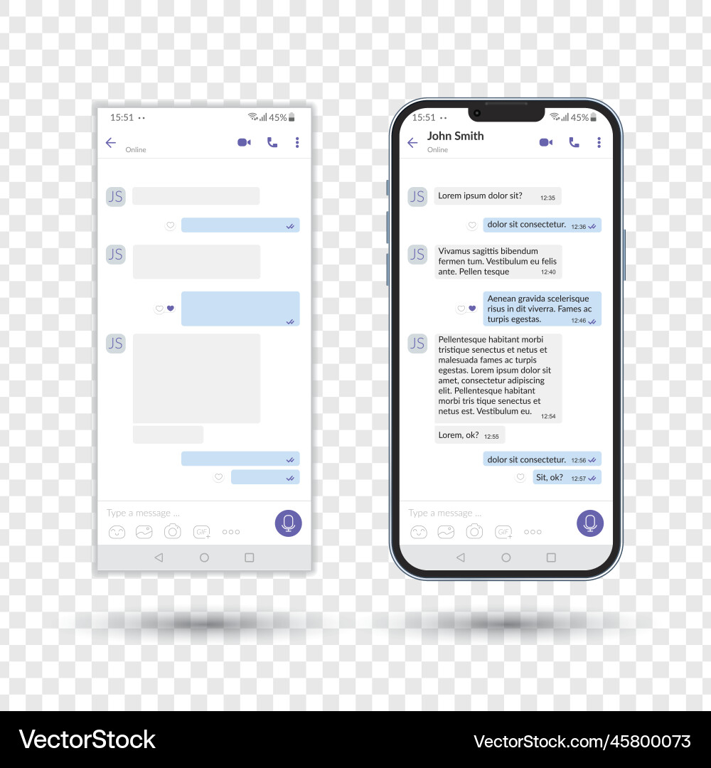 Messenger ui template social communication app Messenger ui template social communication app Vector Image
