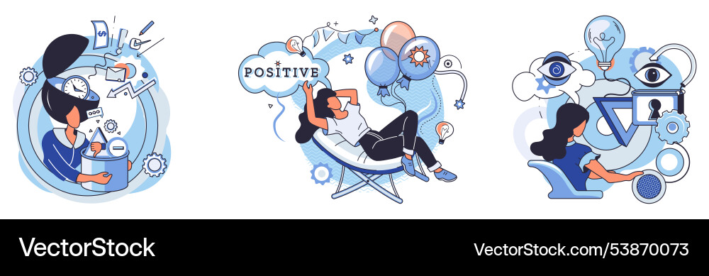 Mindset and productivity concepts with focus Mindset and productivity concepts with focus vector image