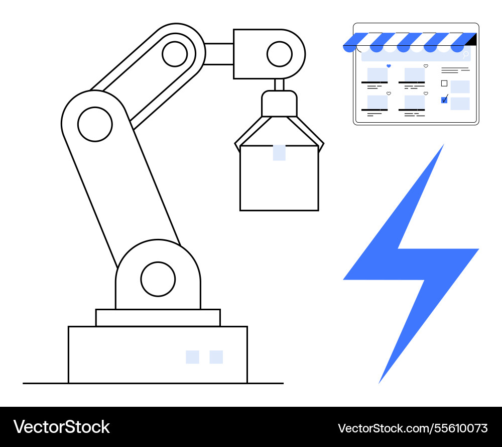 Robotic arm in action with digital interface Vector Image