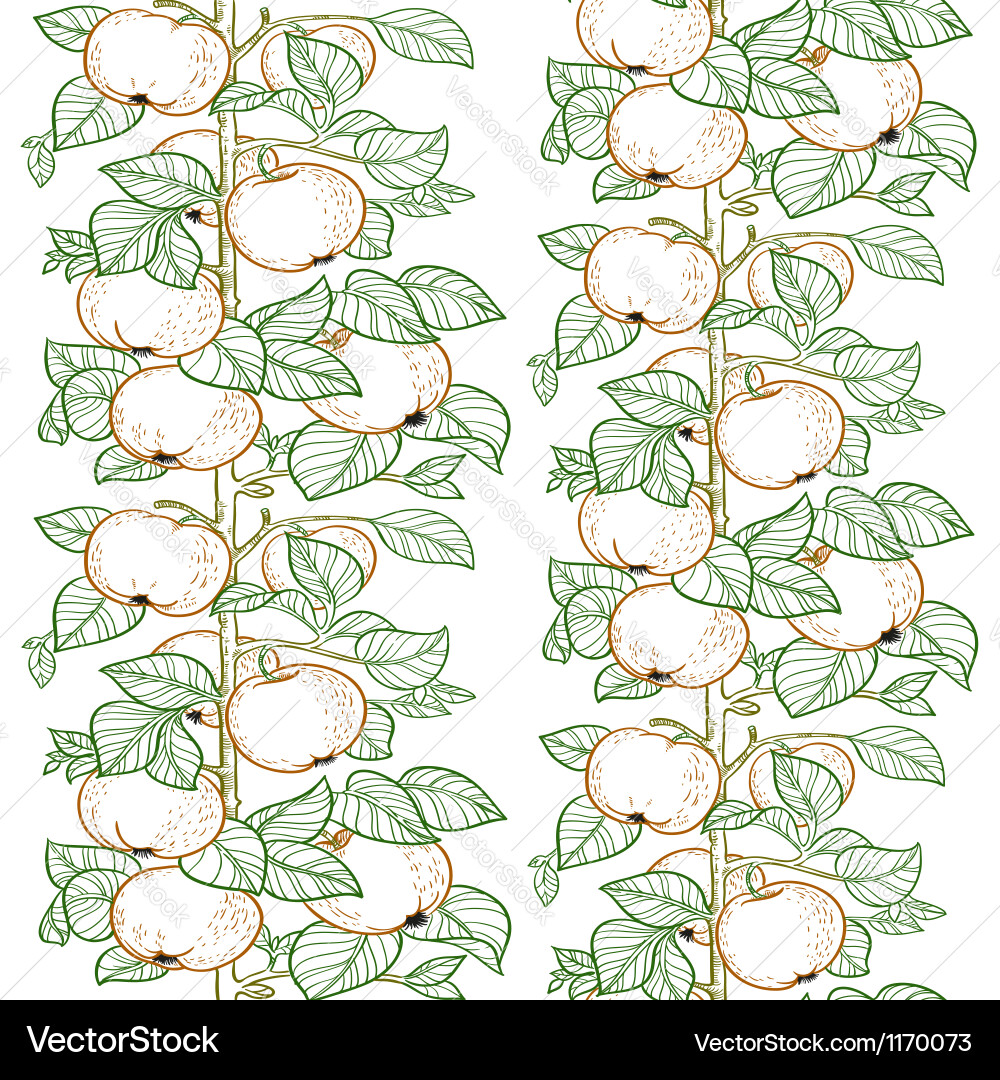 Seamless line pattern of the branches apple vector image