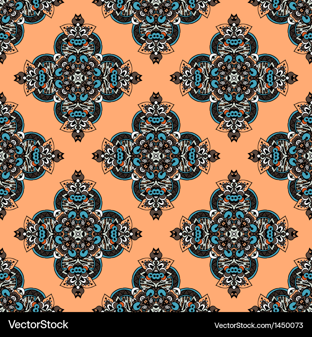 Seamless tribes damask pattern vector image