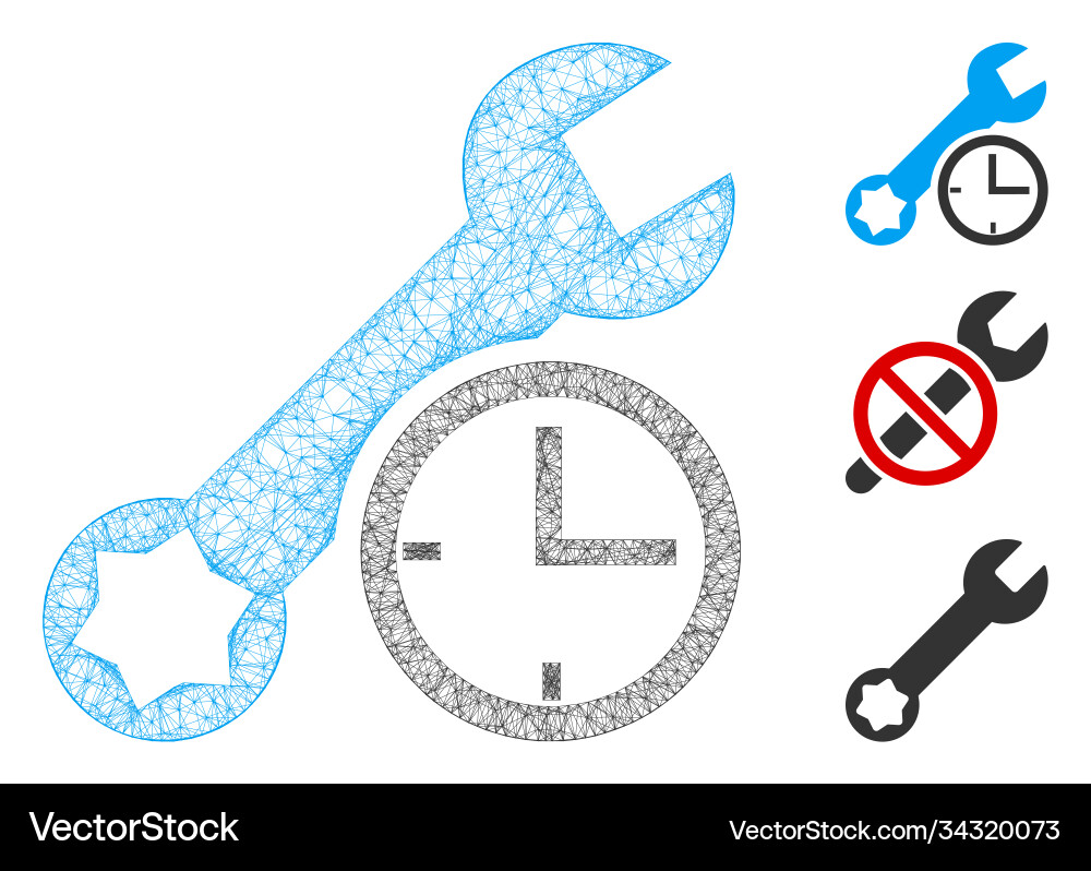 Service time polygonal web mesh Service time polygonal web mesh vector image