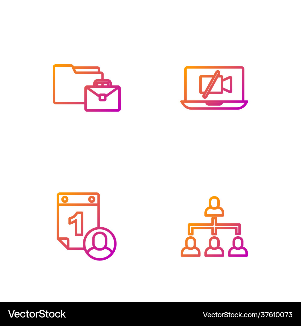 Set line hierarchy organogram chart time Vector Image