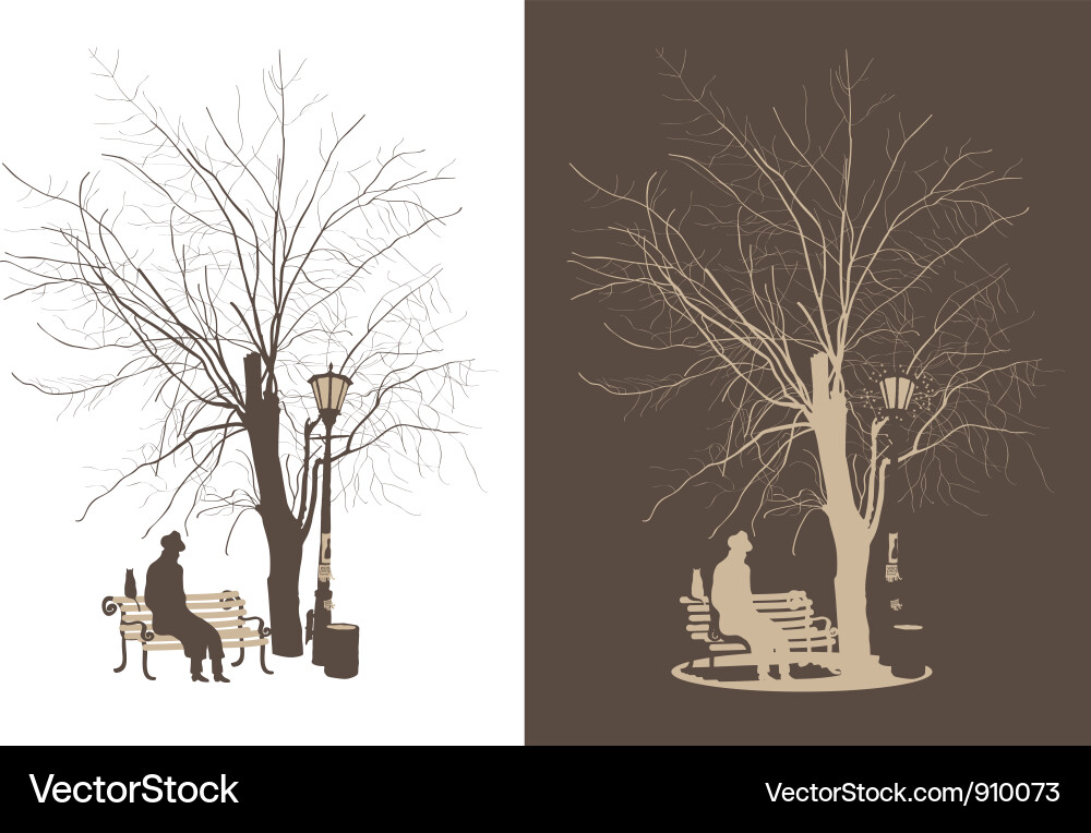 Solitary Man on Bench Vector Image