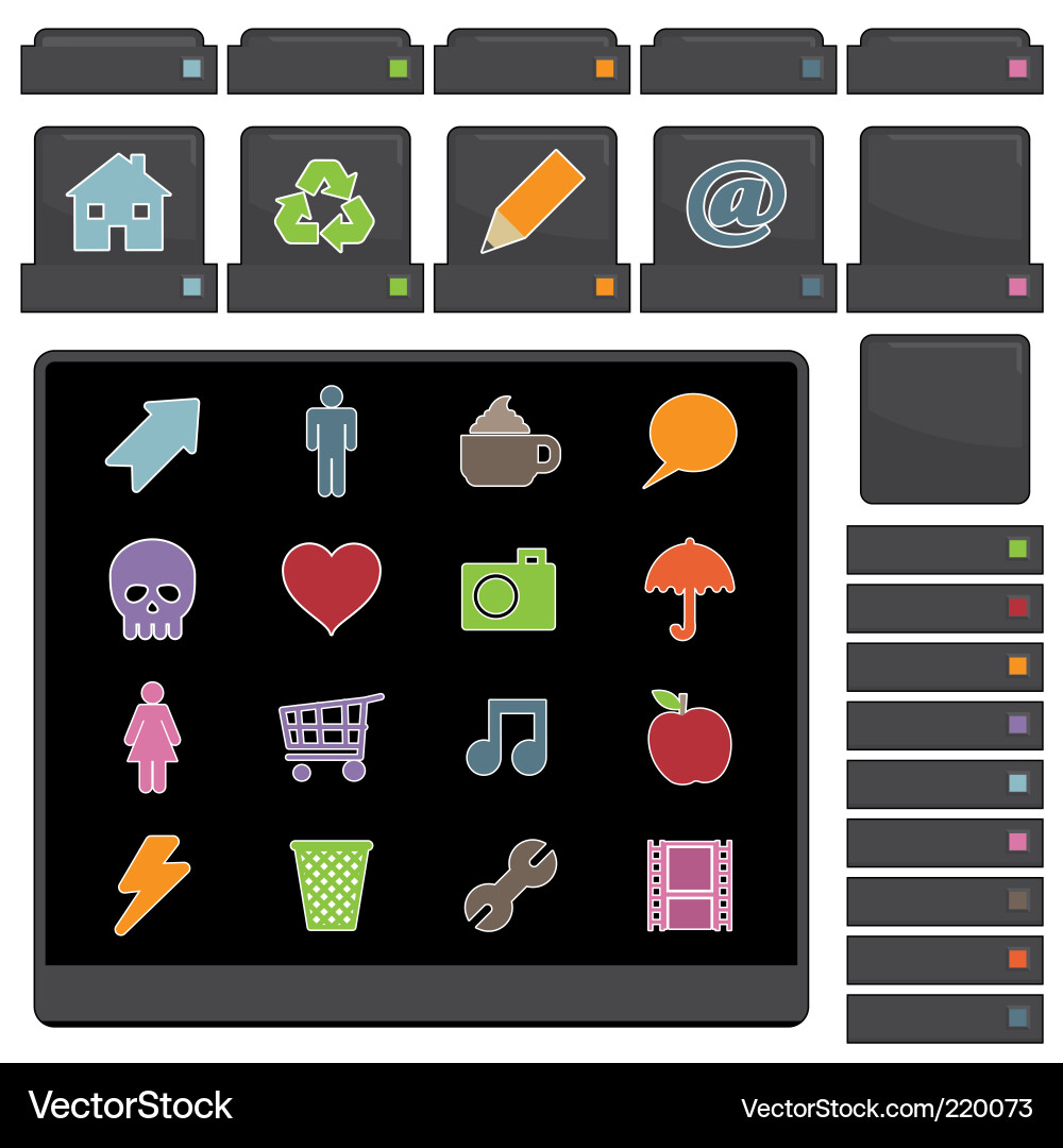 Web buttons black vector image
