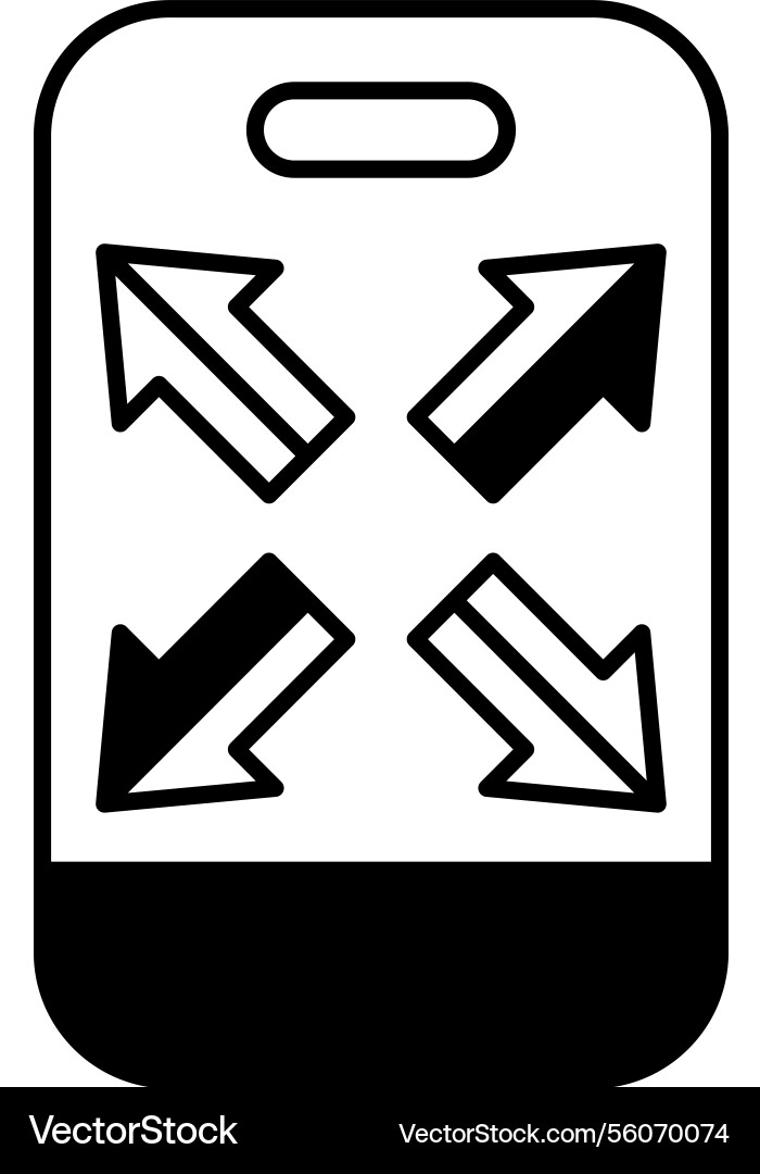 A phone with four arrows pointing in different A phone with four arrows pointing in different vector image