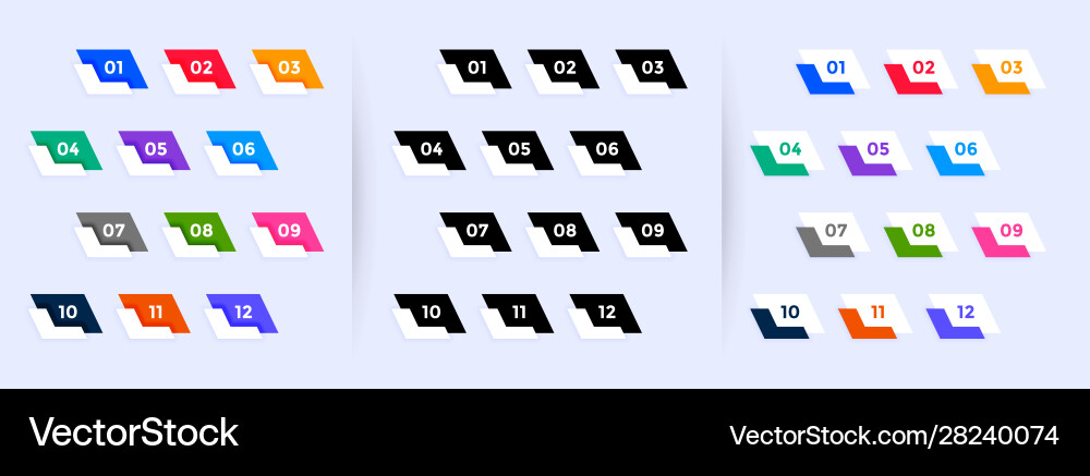 Big set bullet points from one to twelve Big set bullet points from one to twelve vector image