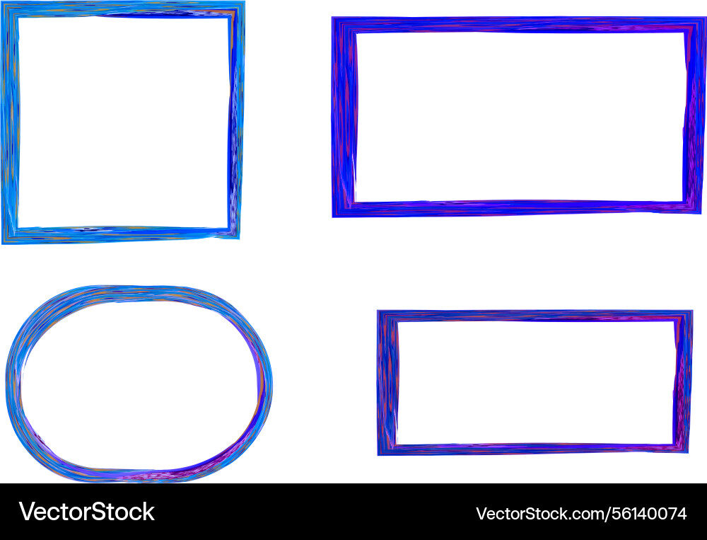 Blue colorful scratch scribble pattern frames Blue colorful scratch scribble pattern frames vector image