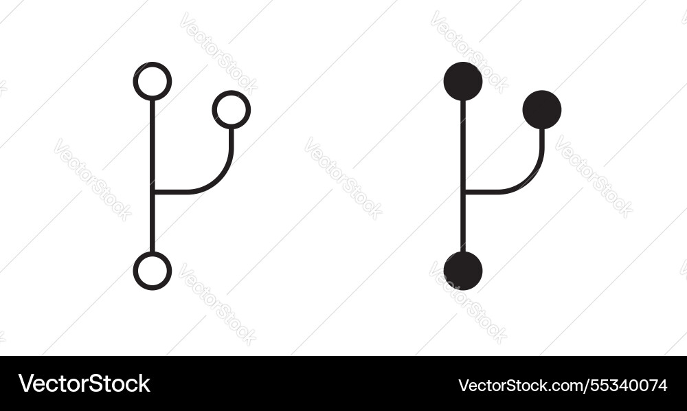 Code branch filled and outlined icons on white Code branch filled and outlined icons on white Vector Image