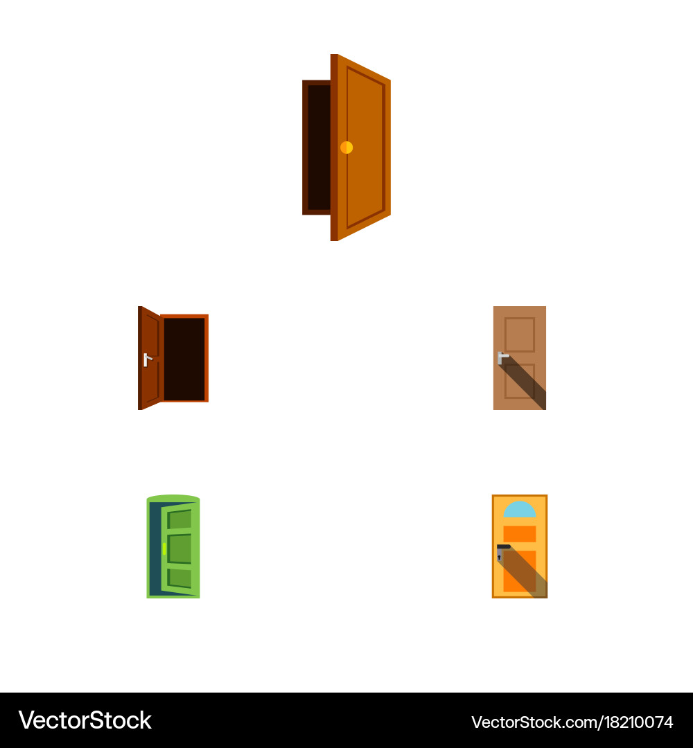 Flat icon approach set of exit entrance frame vector image