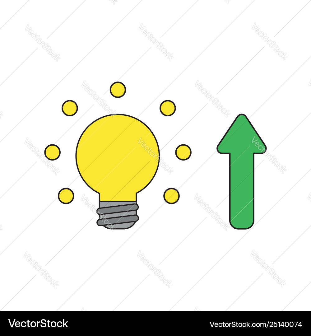 Icon concept glowing light bulb with arrow vector image