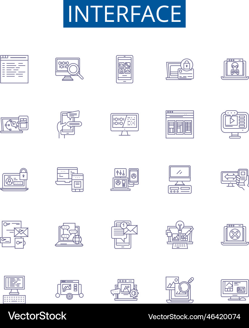 Interface line icons signs set design collection Interface line icons signs set design collection vector image