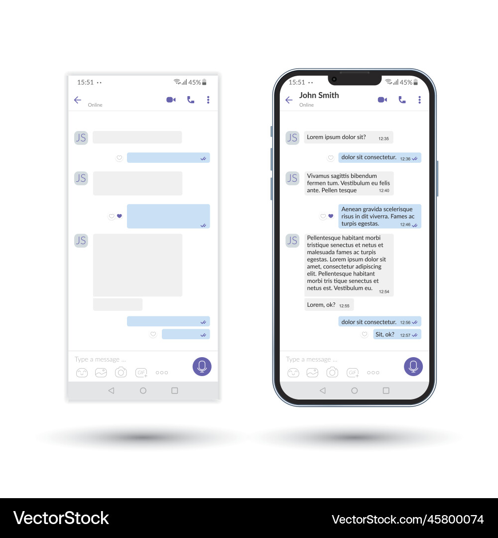 Messenger ui template social communication app Messenger ui template social communication app Vector Image