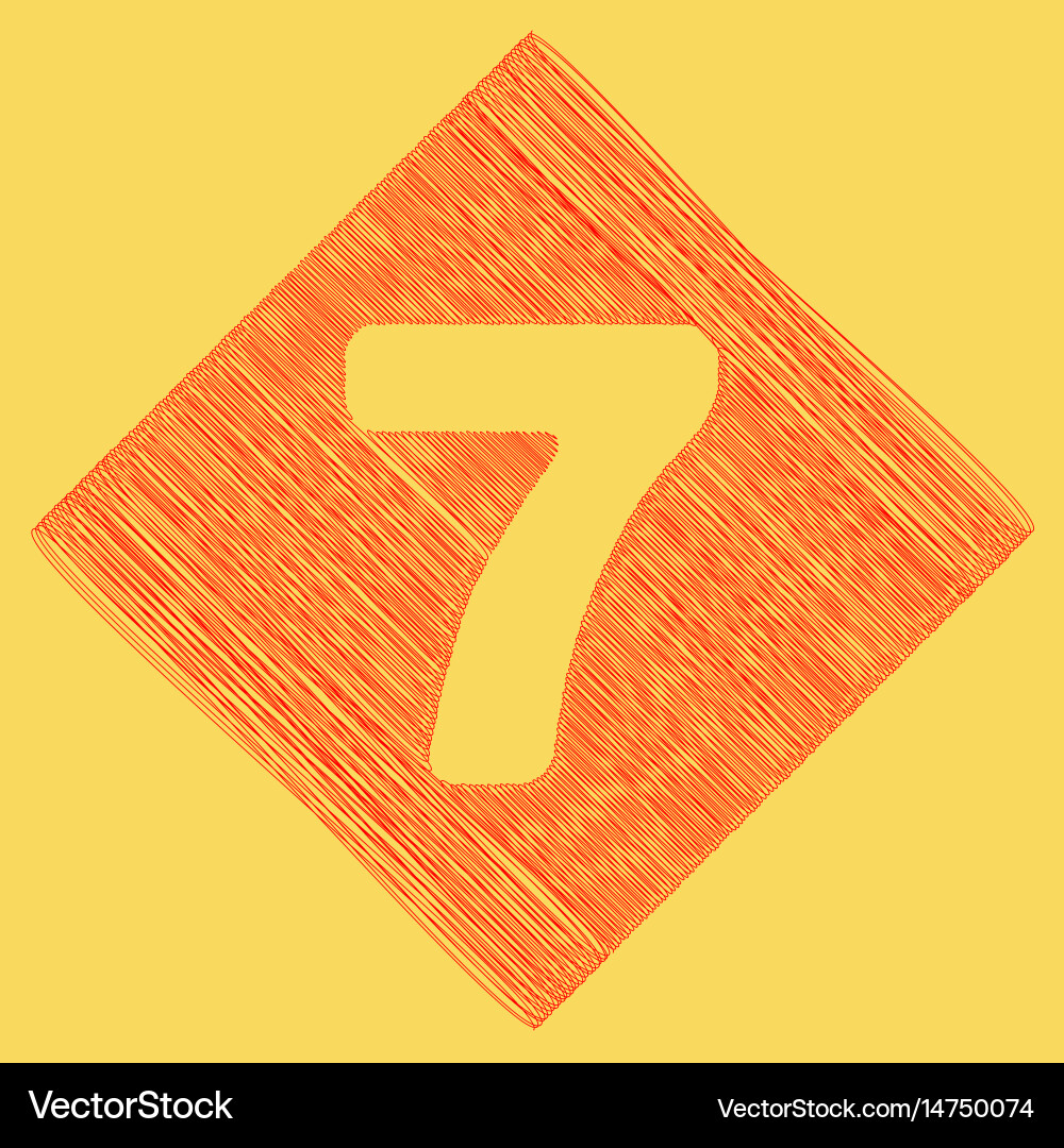 Number 7 sign design template element red vector image