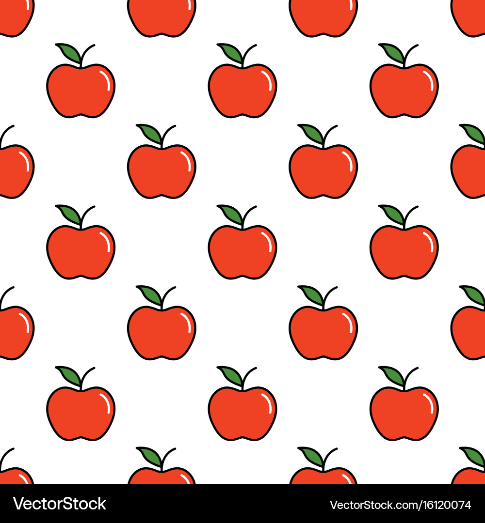 Pattern with thin line red apples vector image