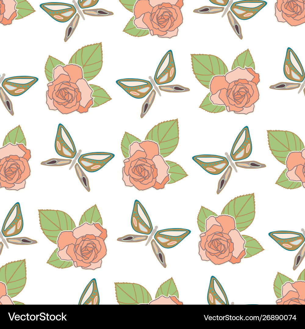 Repeat seamless pattern with butterflies Repeat seamless pattern with butterflies Vector Image