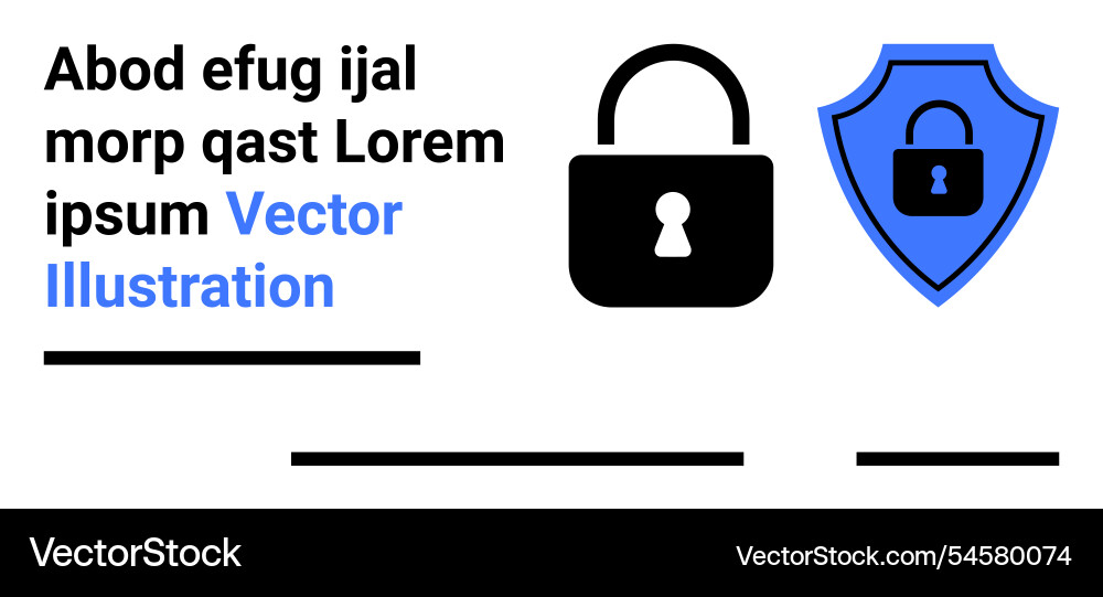 Secure padlock and shield art with text Secure padlock and shield art with text vector image