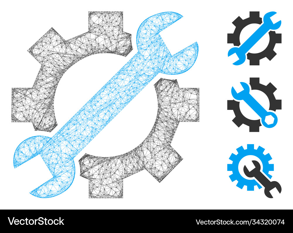 Service tools polygonal web mesh vector image