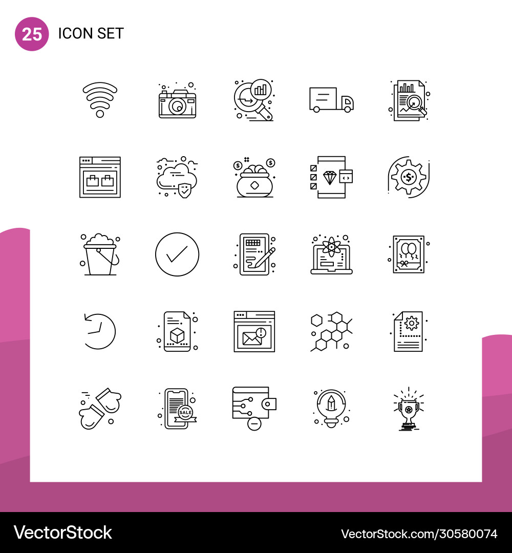 Set 25 lines on grid for page data graph vector image