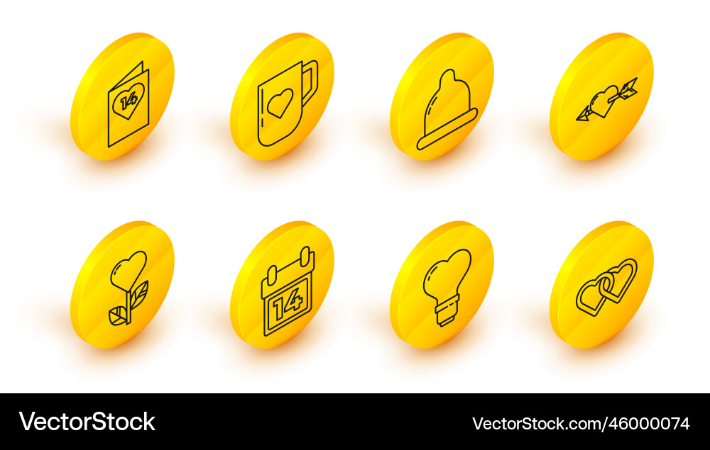 Set line two linked hearts shape light bulb Set line two linked hearts shape light bulb vector image
