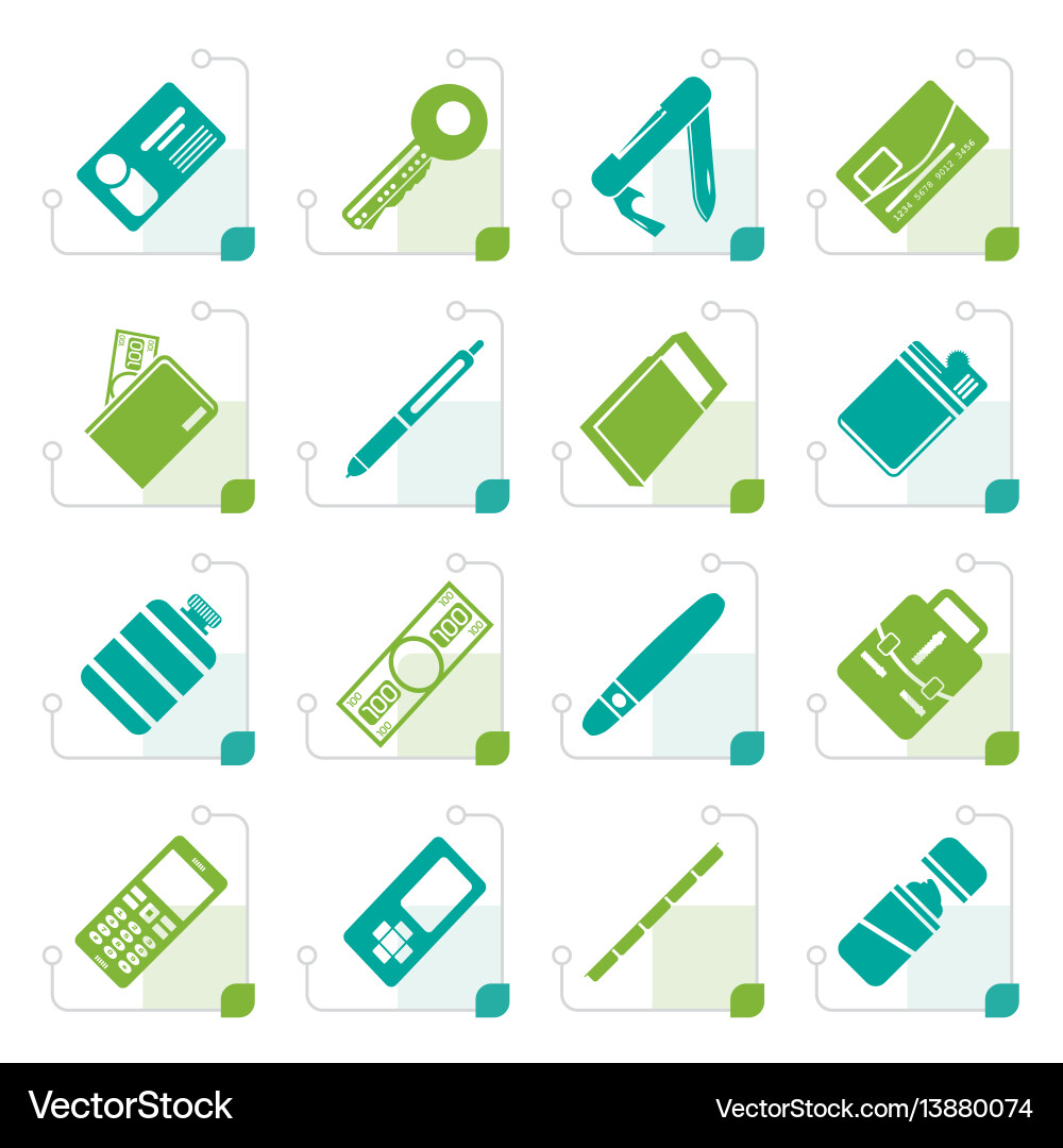 Stylized simple object icons vector image