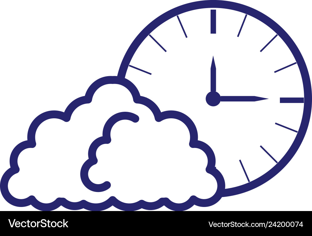Time clock with cloud computing vector image