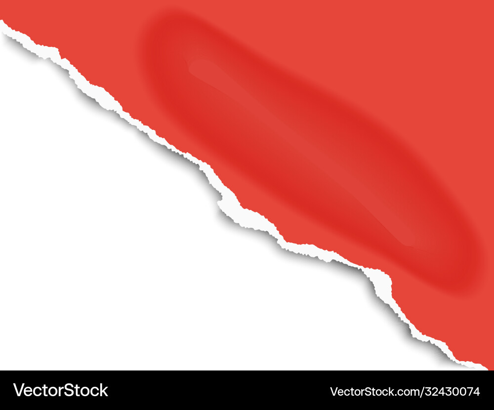 Torn bottom left part sheet red paper vector image