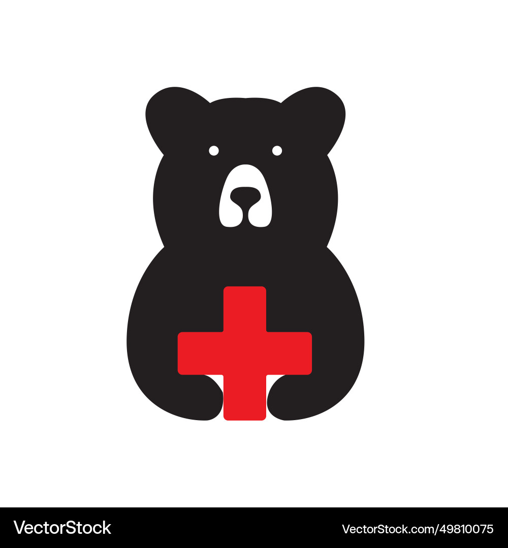 Bear cute logo design Royalty Free Vector Image