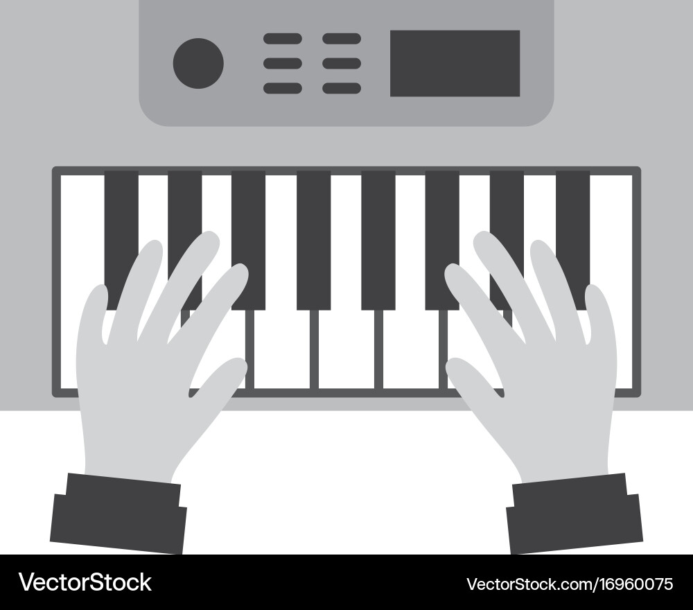 Hands user with synth console vector image
