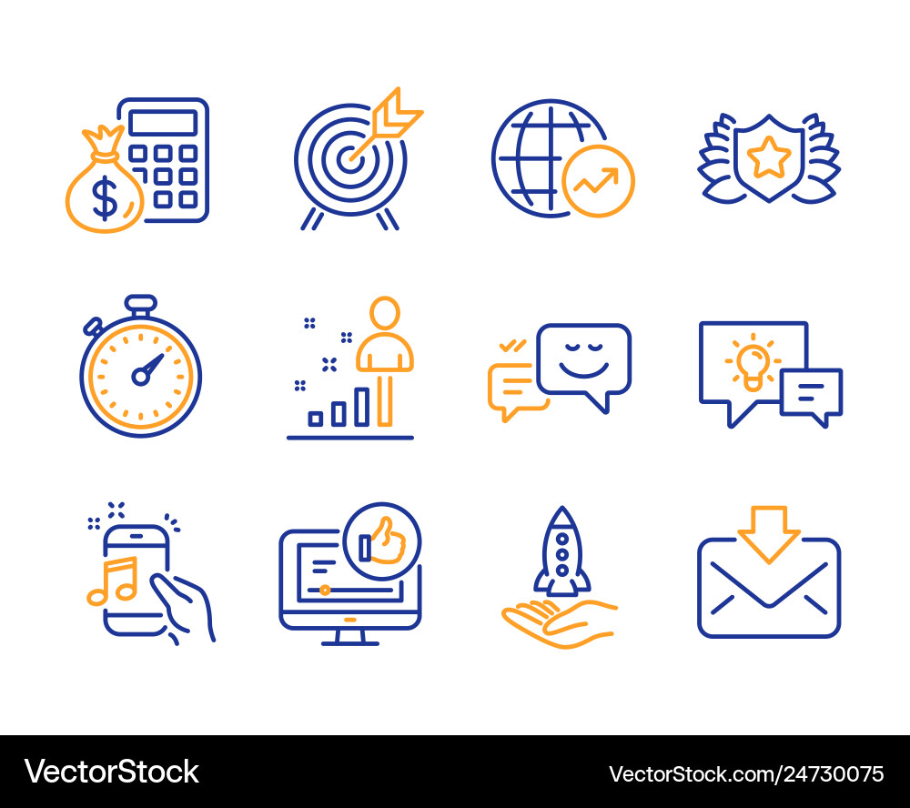 Idea lamp world statistics and stats icons set Idea lamp world statistics and stats icons set vector image