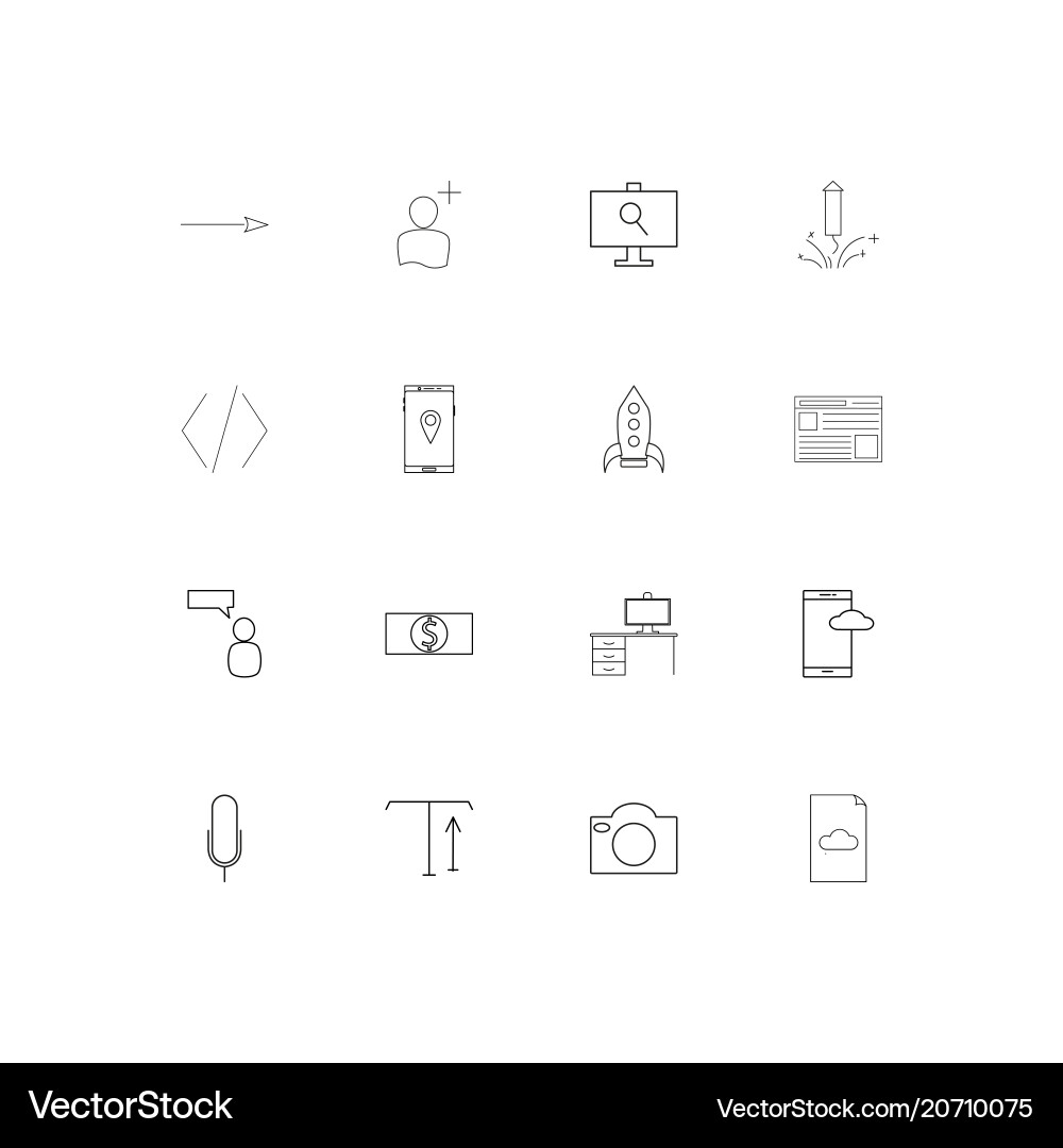 Internet of things simple linear icons set vector image