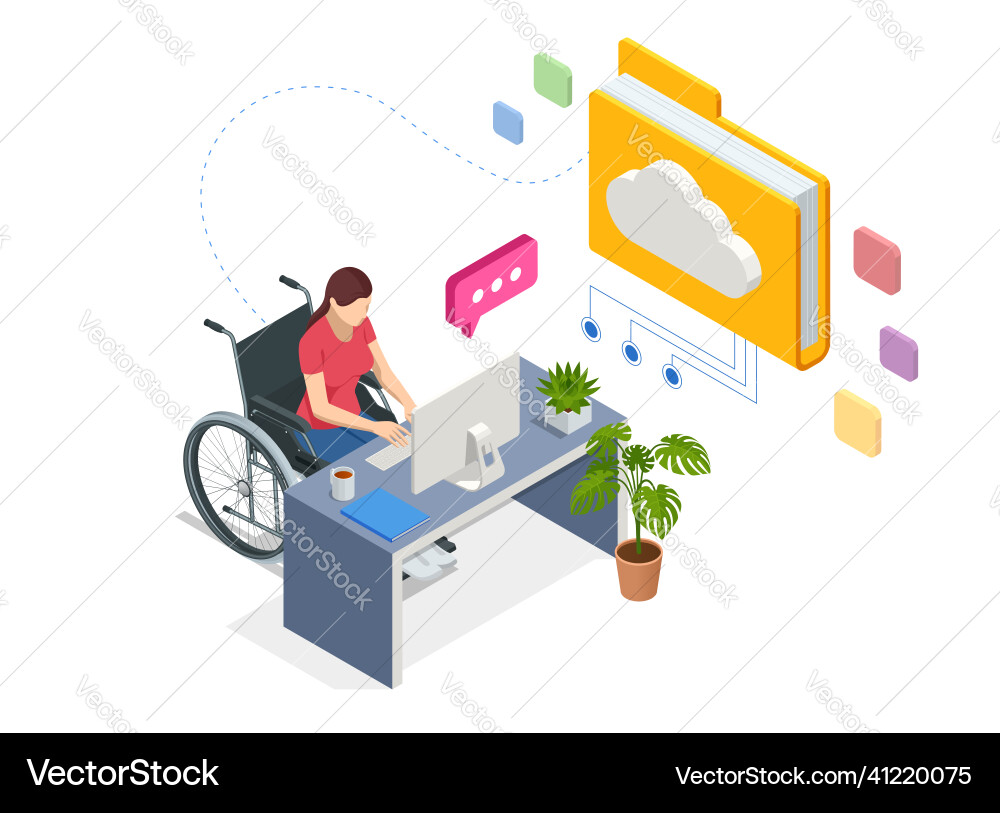 Isometric modern cloud technology and networking vector image