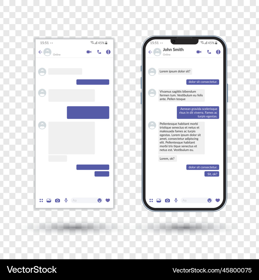 Messenger ui template social communication app Messenger ui template social communication app Vector Image