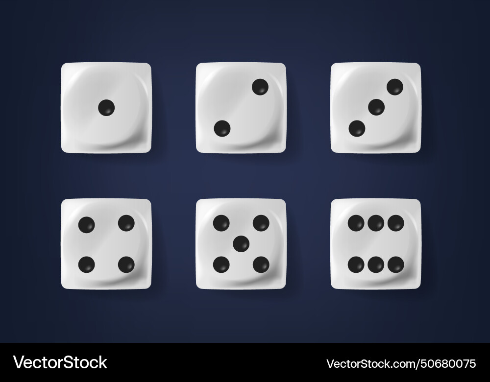 Realistic 3d dice cubes small six-sided objects Vector Image