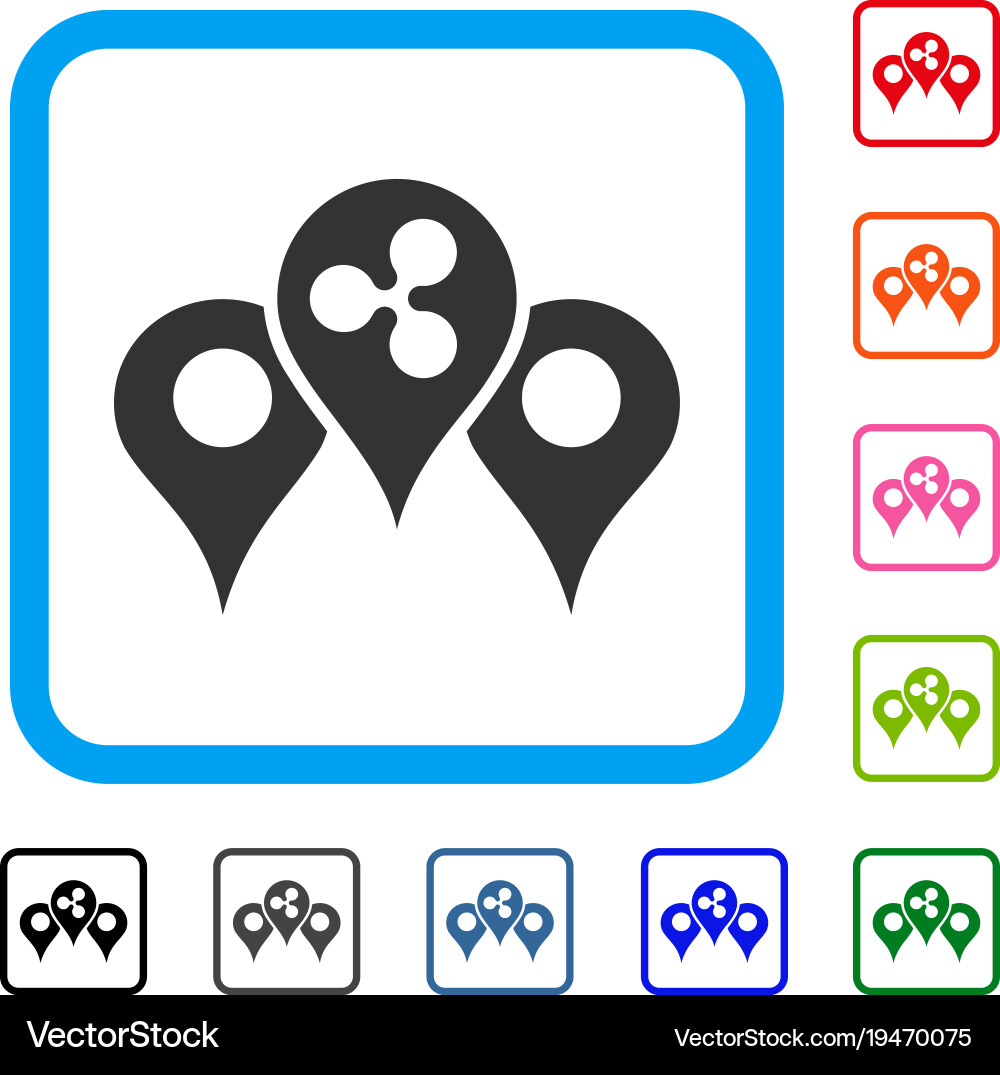 Ripple map pointers framed icon Vector Image