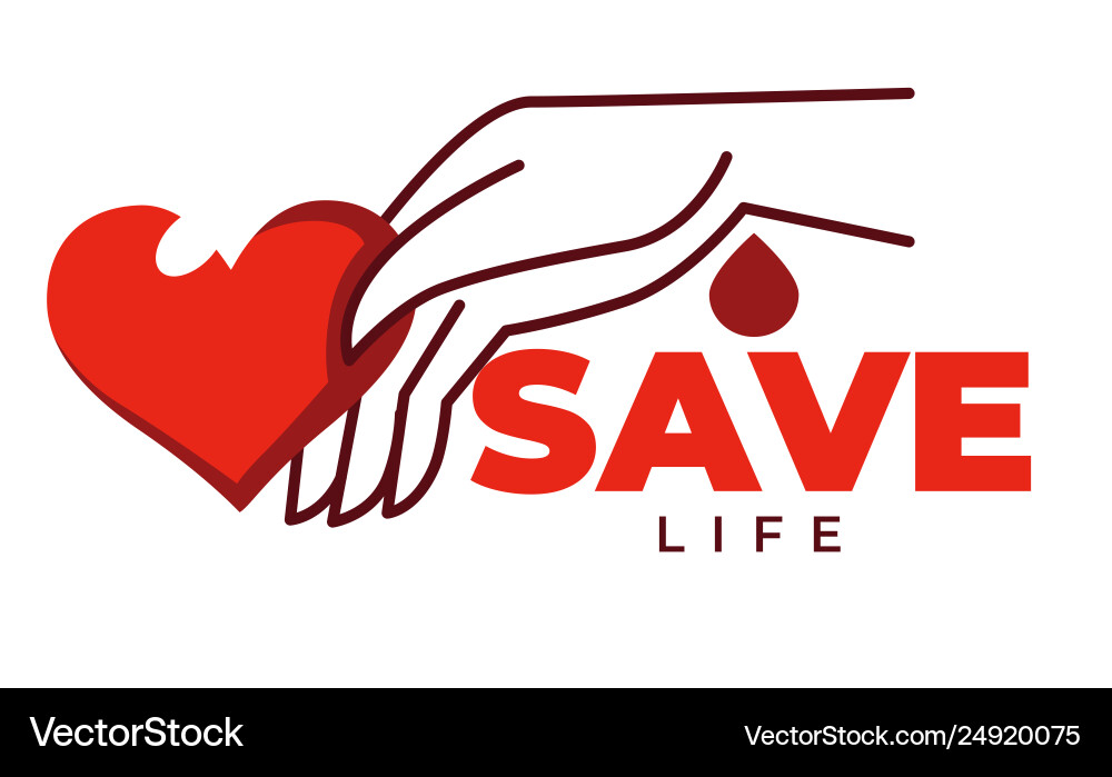 Save life isolated icon heart and hand charity Vector Image