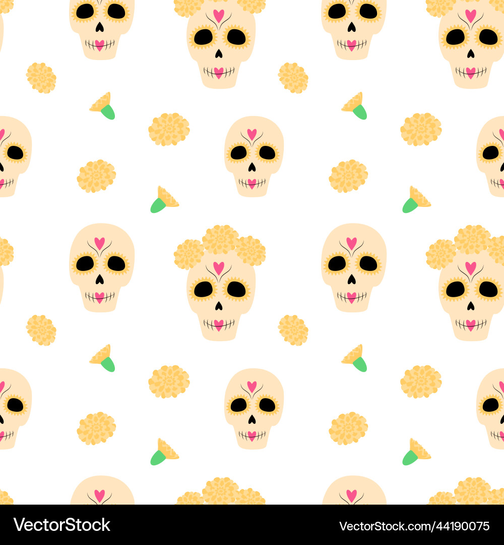 Seamless pattern to day of the dead from sugar Seamless pattern to day of the dead from sugar vector image