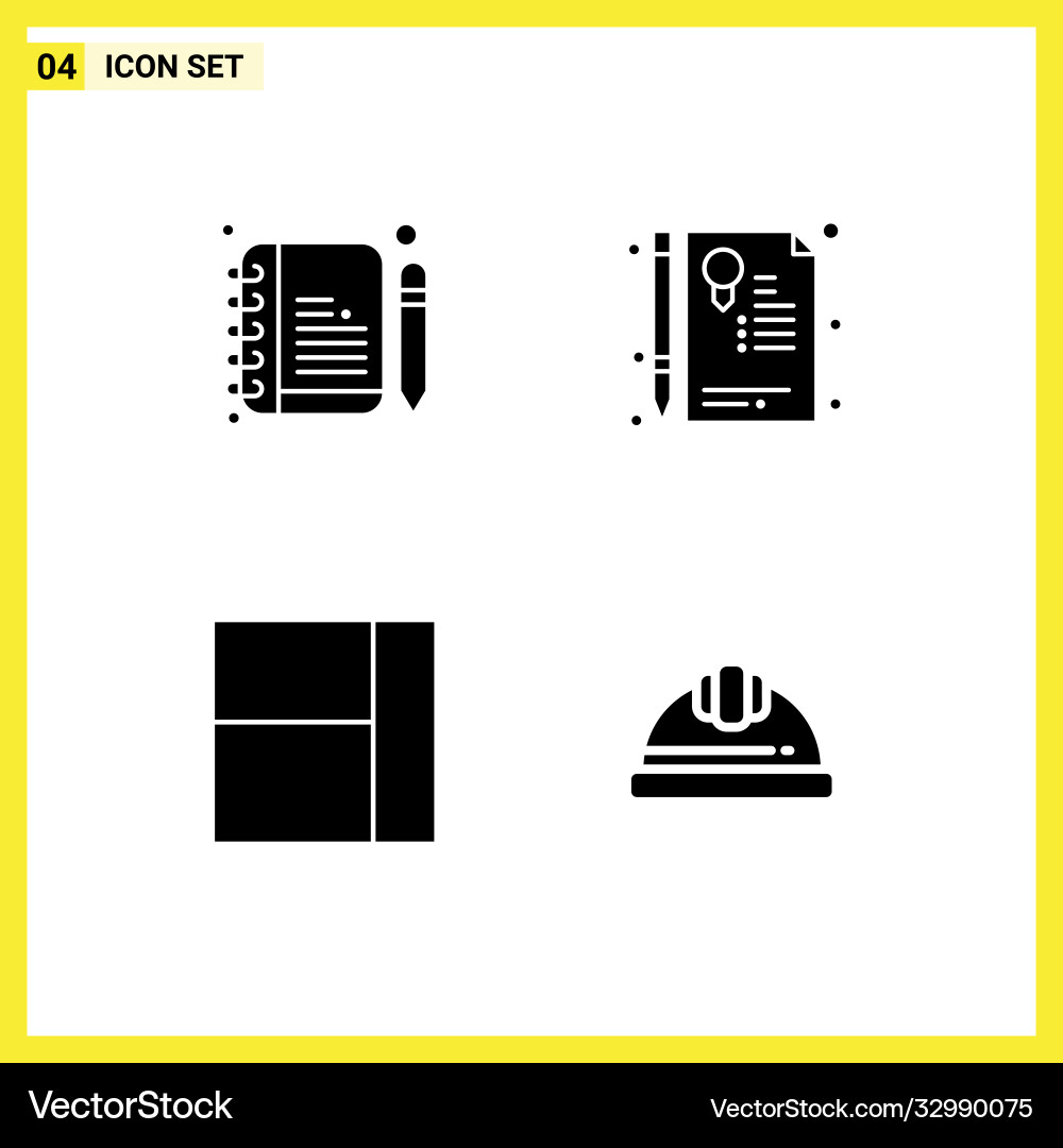 Set 4 solid glyphs on grid for comment cap Vector Image