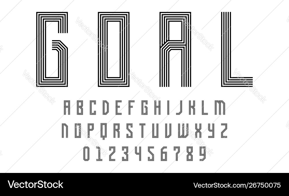 Set alphabets font modern design with lines Vector Image