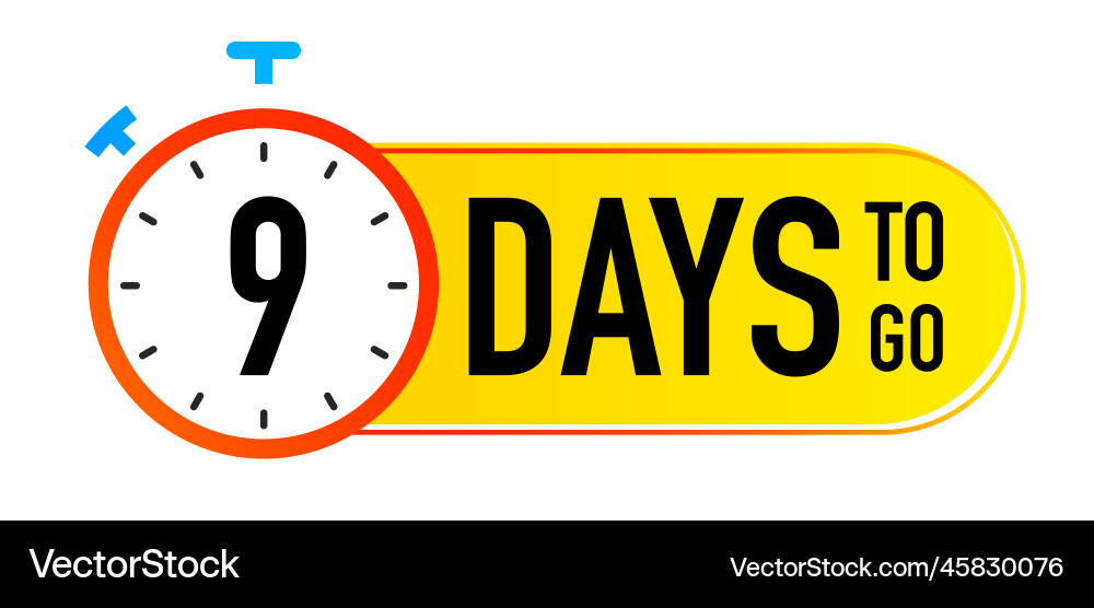 9 days to go timer symbol colorful style vector image