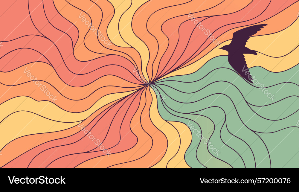 Abstract bird silhouette with flowing forms vector image