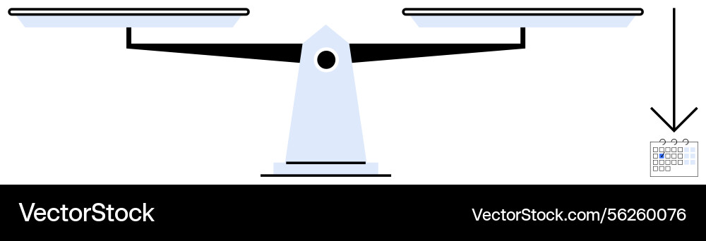 Balancing scale with calendar highlighting time Balancing scale with calendar highlighting time vector image